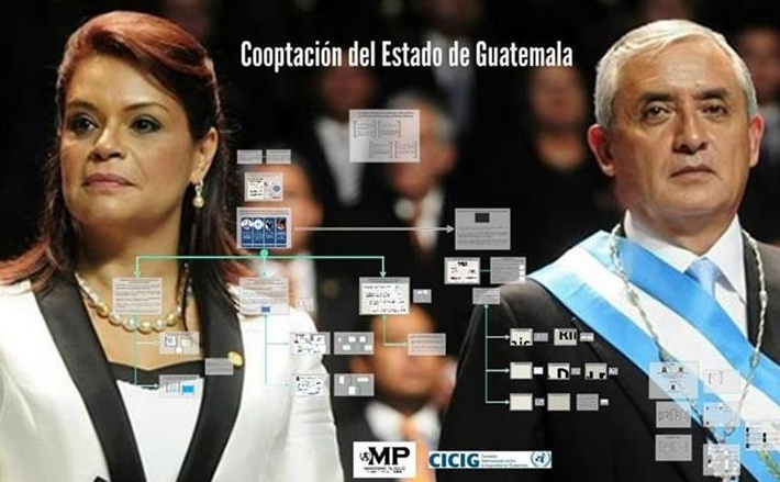 Otto Pérez y roxana Baldetti insignias de la cooptación del Estado en Guatemala.
