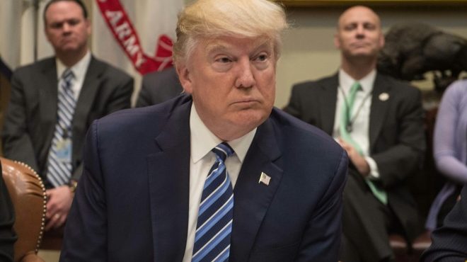 El presidente Donald Trump, calificó este día de falsas las afirmaciones sobre una supuesta colusión con Rusia,AFP / Nicholas Kamm