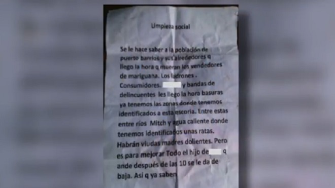 Amenazan con hacer "Limpieza social" en Puerto Barrios, Izabal