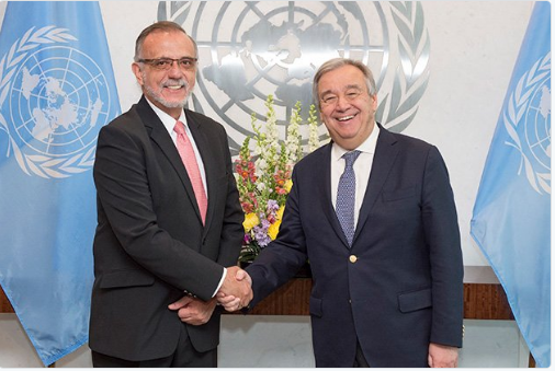 Secretario General ONU, Antonio Guterres, recibe a Velásquez