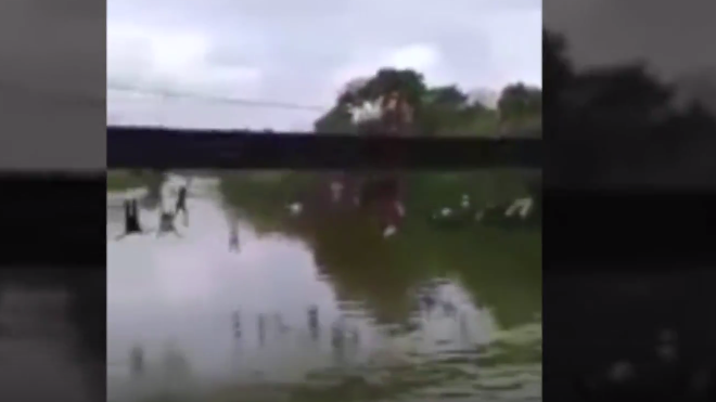 Puente colgante en Ecuador se desploma