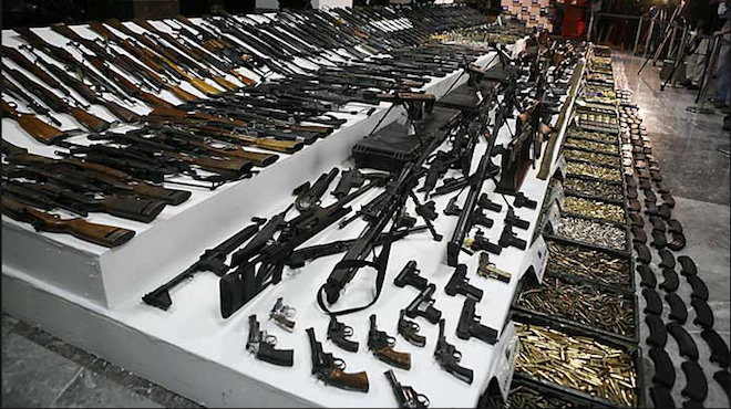Desde pistolas hasta armas antiaéreas ilegales son destruidas