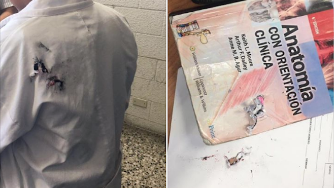 Estudiante se salva por su libro de medicina, en el atentado al Hospital Roosevelt