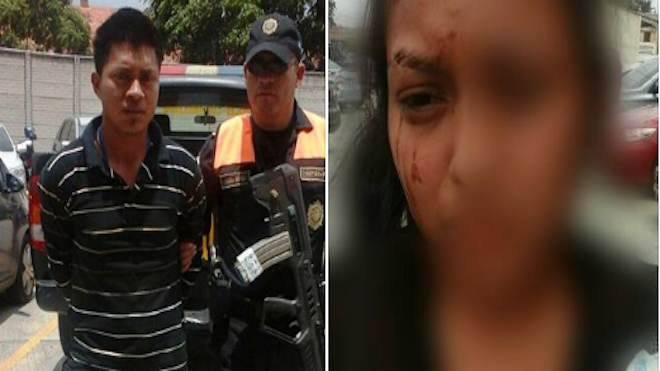 El esposo de una mujer a plena luz del día la golpeó, esto mientras cargaba a su hijo.