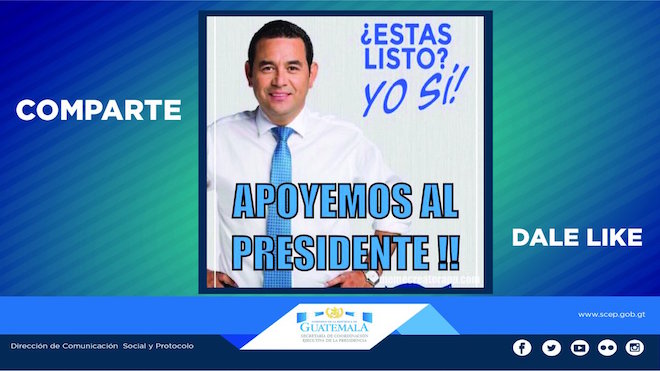 Utilizan cuentas de Gobierno para apoyar al Presidente Jimmy Morales