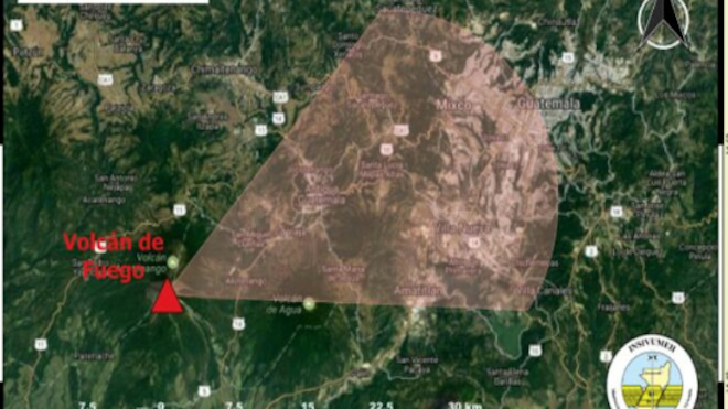 Volcán de Fuego lanza ceniza a zonas aledañas
