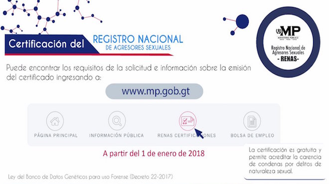 Guatemala llevará ahora llevará un registro nacional de agresores sexuales