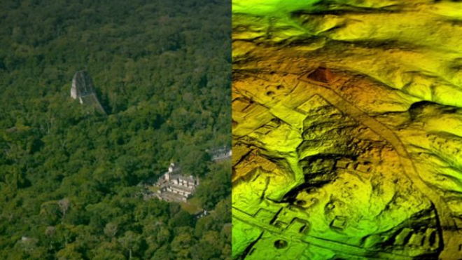 La ciudad maya de Tikal estaba rodeada por una compleja red de estructuras y calzadas que no habían sido descubiertas. Foto: Wild Blue Media/Channel 4/National Geographic