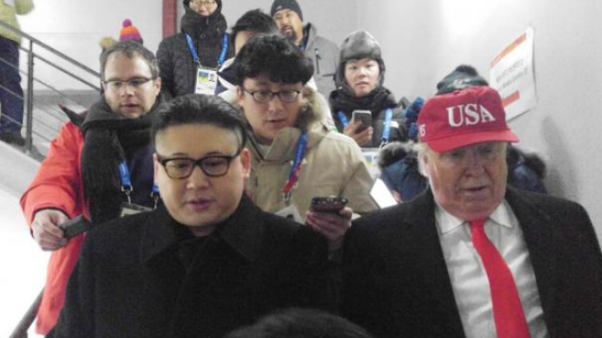 Dobles de Donald Trump y Kim Jong Un son expulsados del estadio olímpico