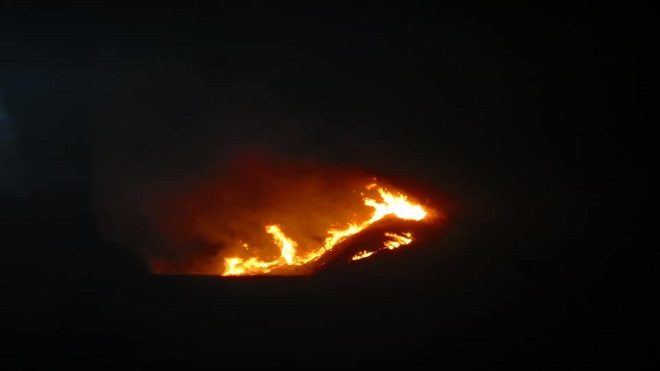 Incendio en la montaña del Rostro Maya en San Juan La Laguna, Sololá