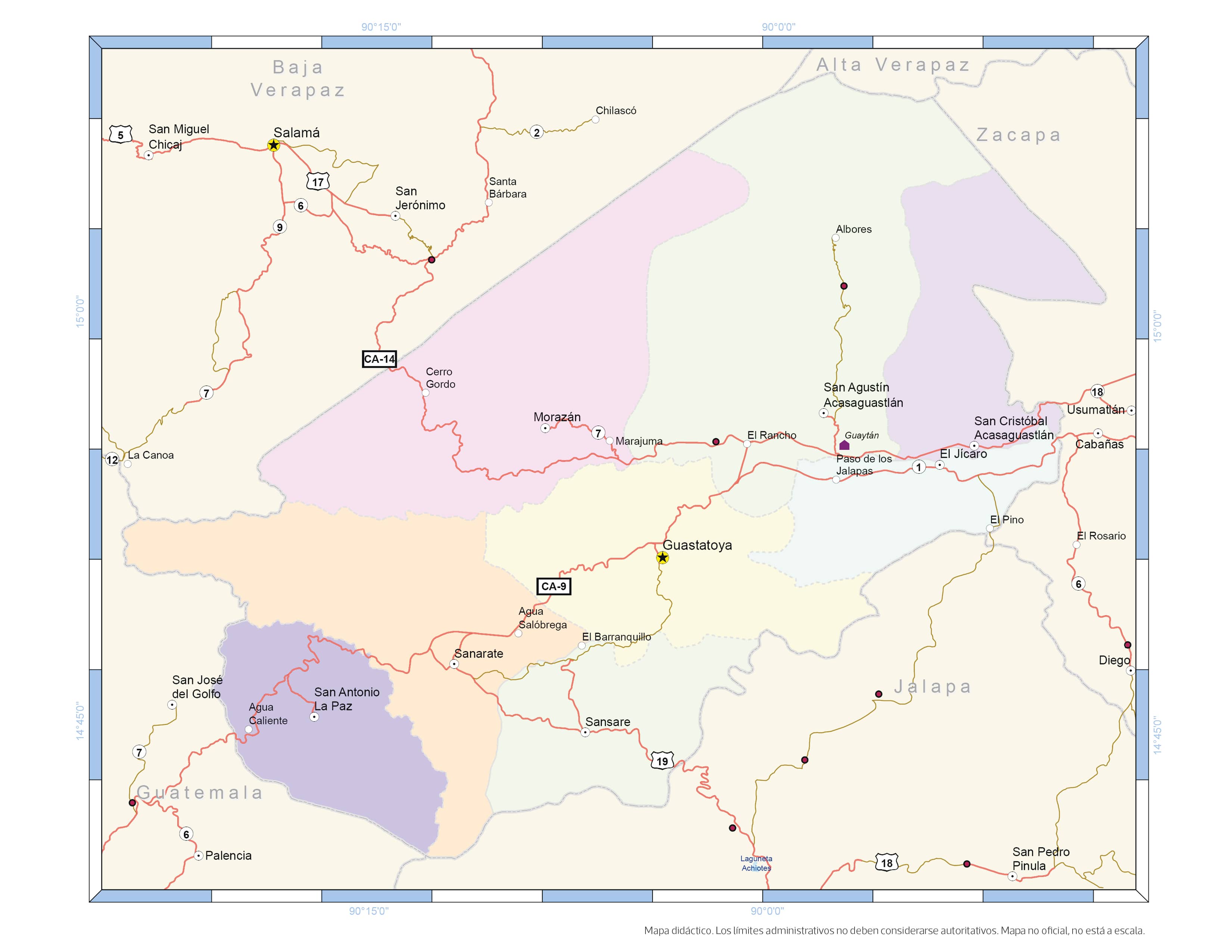 Mapas de los 22 departamentos de Guatemala (y sus características)