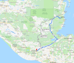 Ruta de Belice hacia Antigua Guatemala