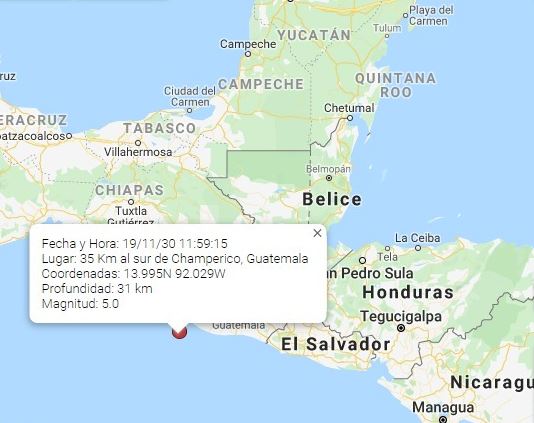 Van dos temblores de 5 grados sensibles en varios departamentos de Guatemala