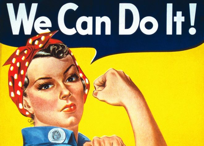 "Rosie, la remachadora" se convirtió en un símbolo de la fortaleza de la mujer durante la Segunda Guerra Mundial y desde entonces ha sido reinterpretada mundialmente como símbolo del empoderamiento femenino. (Foto Guatevisión: Servicios)