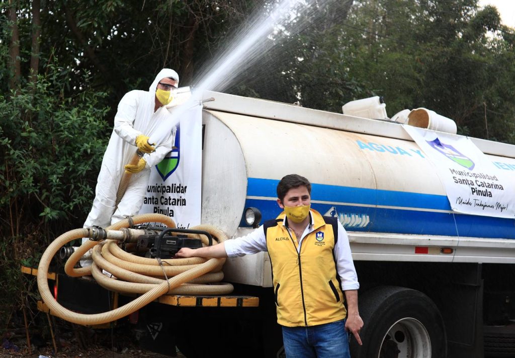 Coronavirus: Municipalidad de Santa Catarina Pinula emplea dron para higienizar