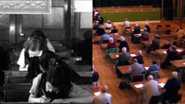 Un grupo de los niños que hicieron el examen en 1947, lo volvieron a hacer 6 décadas después. A algunos les fue mejor de viejos que de niños. (Foto Guatevisión: BBC Mundo)