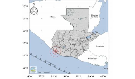 Temblor de magnitud 4.6 fue sensible en el suroccidente de Guatemala
