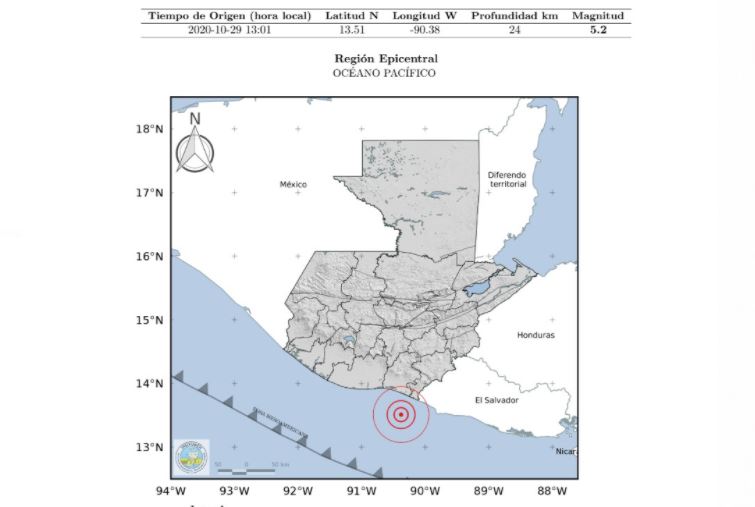 Temblor de 5.2 grados sacude Guatemala este 29 de octubre