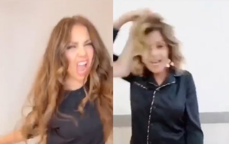 ¡Se jalan el pelo! Thalía e Itatí Cantoral recrean el video viral de la niña del pastel