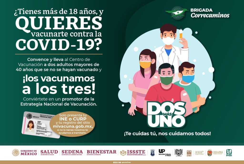 Covid-19: "Tienes más de 18 años y quieres vacunarte, trae a 2 de 40" la estrategia en Chiapas, México