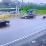 Video: motorista derrapa y estuvo a punto de ser arrollado