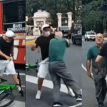 En video: un automovilista y un ciclista protagonizaron una violenta pelea y tuvieron que intervenir transeúntes