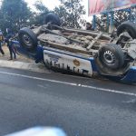 Tres agentes de la PNC quedan heridos al volcar autopatrulla en la ruta Interamericana