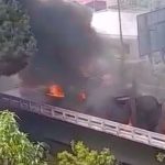 Videos: Camión cisterna se estrella en la ruta a las Verapaces y luego se incendia