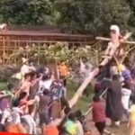 VIDEO | Actor que interpreta a Jesús cae de lo alto de la cruz en Suchitepequez