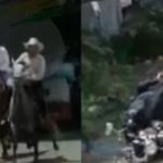 Video: el momento en que un agente de la PMT es atropellado por dos caballos en Retalhuleu