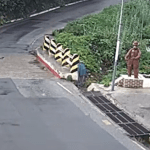 Así quedó grabado cuando una mujer se acercó a la baranda de un puente y segundos después cayó en un río