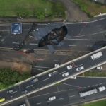 Imágenes: las tomas con dron que muestran la magnitud del hundimiento en Villa Nueva