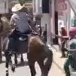 Cámara capta el momento en que un caballo patea a un hombre durante un desfile hípico en Quiché