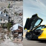 En imágenes: el momento en el que el huracán Ian arrastra a un lujoso carro McLaren