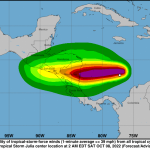 Julia pasará de tormenta tropical a huracán este sábado y mañana llegará a Nicaragua