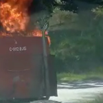 Videos: Así fue destruido por las llamas un tráiler en la ruta al Atlántico