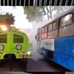 Imágenes: Transurbano se incendia en zona 21 y pasajeros corren a resguardarse