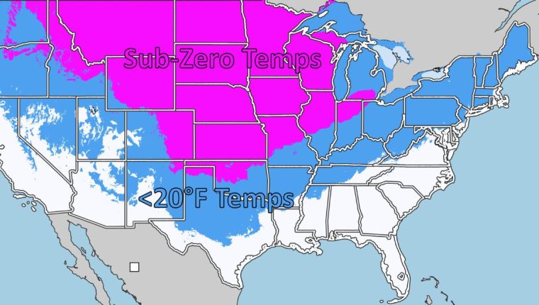 Mapa muestra cómo serán las temperaturas en Estados Unidos. (Foto: Imagen tomada de @NWS) 