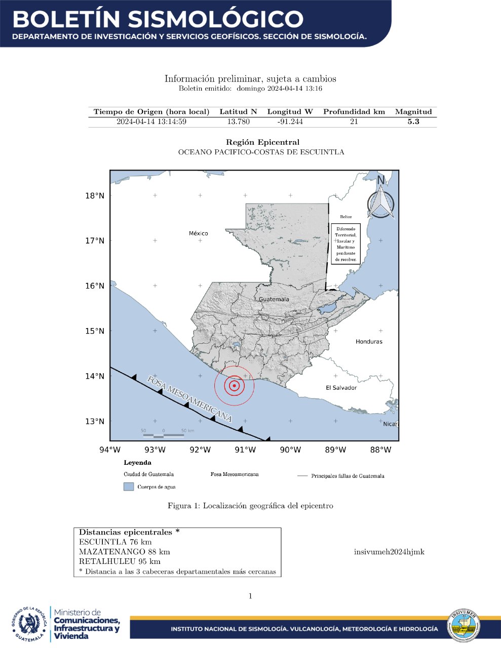 Insivumeh reporta un temblor de magnitud 5.3 en Guatemala