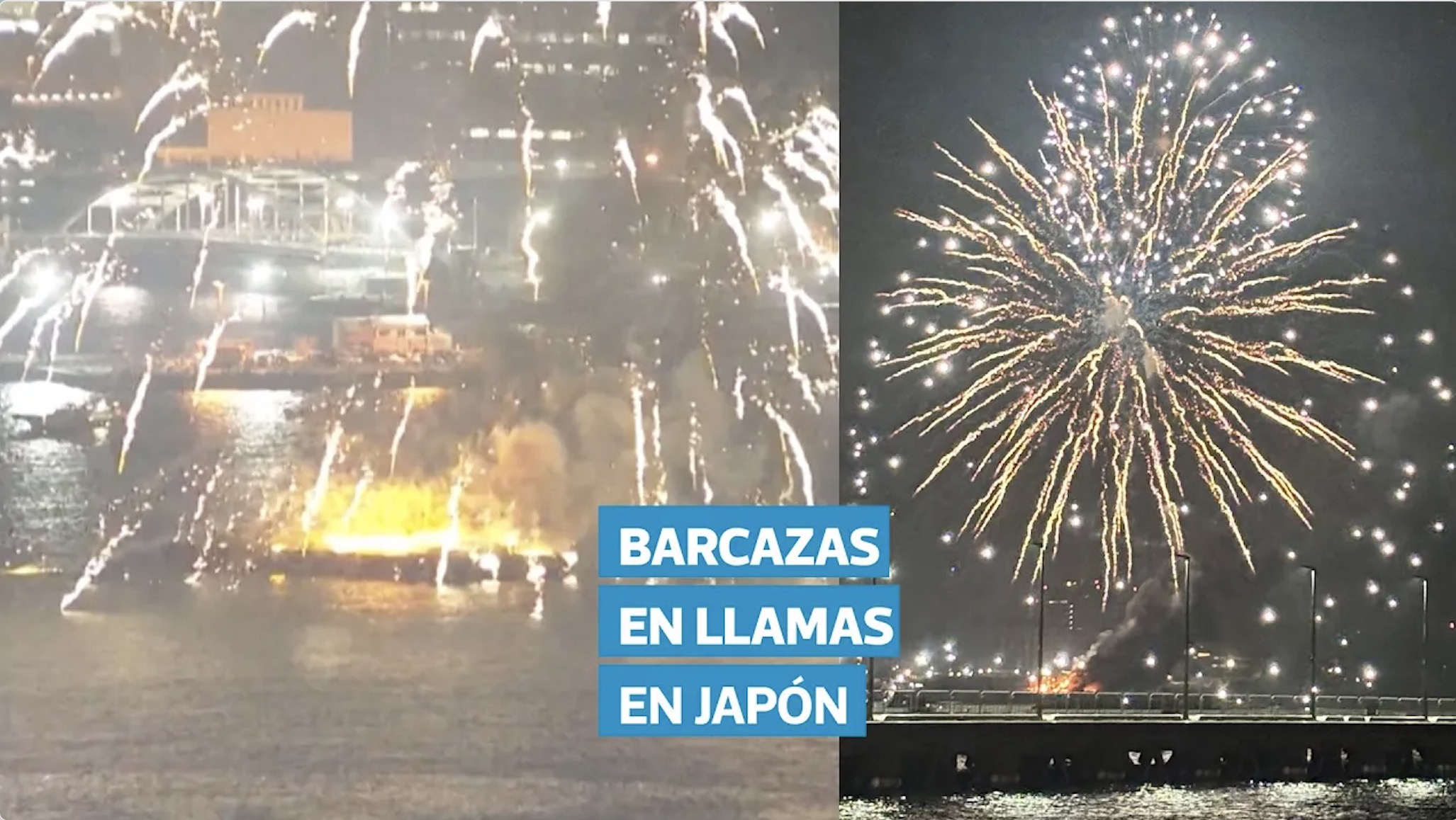 VIDEO | Explosión en el mar: barcazas cargadas con fuegos artificiales estallan antes de festival en Japón
